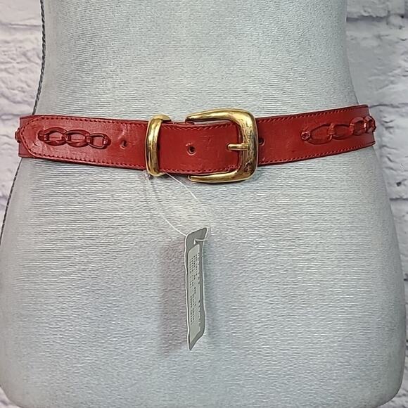 Vintage 80's deadstock red leather chain belt - Picture 1 of 10